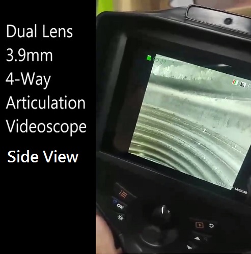 Dual Lens 4-Way 3.9mm 6mm Tungsten- Braided Videoscope Inspection Camera